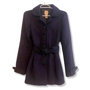 CANDIE’S || Pea Coat | Purple Black Herringbone || size Large